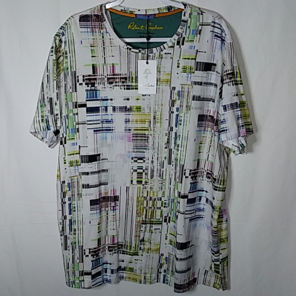 Robert Graham mens white multi Tshirt NWT